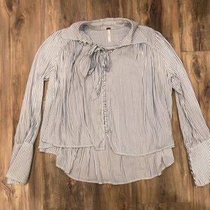 Free People Blue Striped Blouse